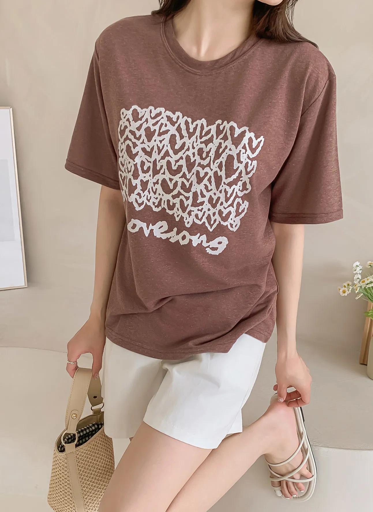 ラウンドネック半袖プリントTシャツ | 詳細画像1