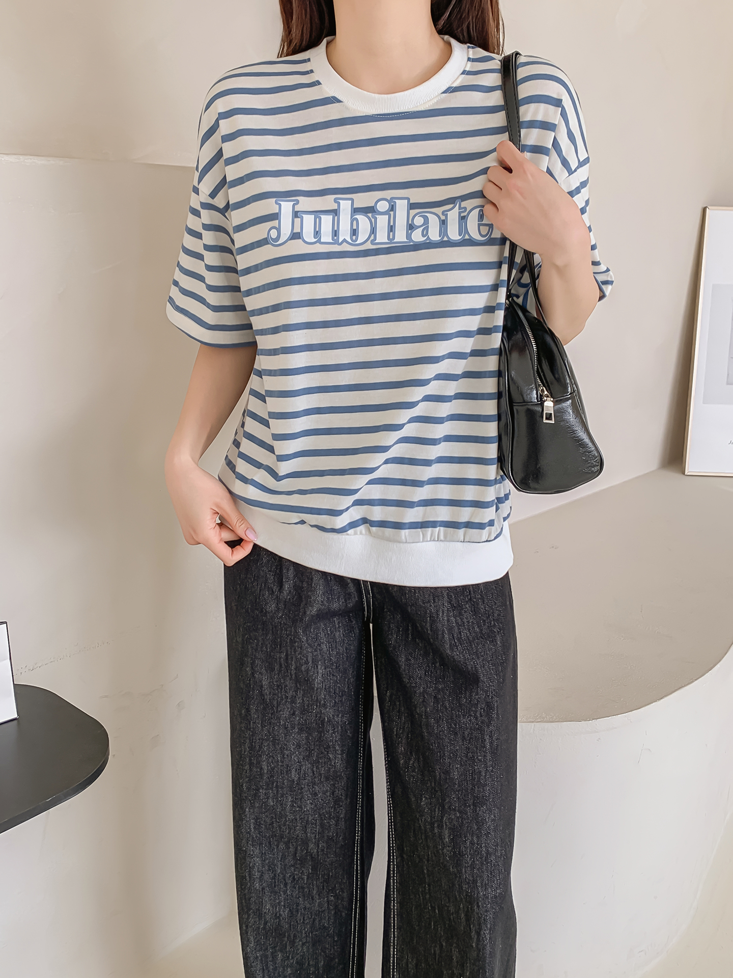 ラウンドネック半袖ロゴボーダーTシャツ | 詳細画像5