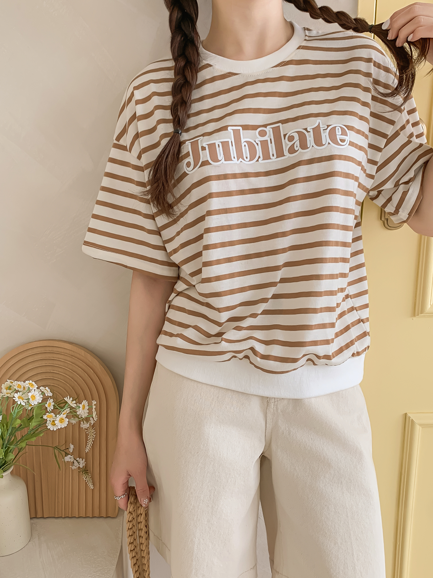 ラウンドネック半袖ロゴボーダーTシャツ | 詳細画像15