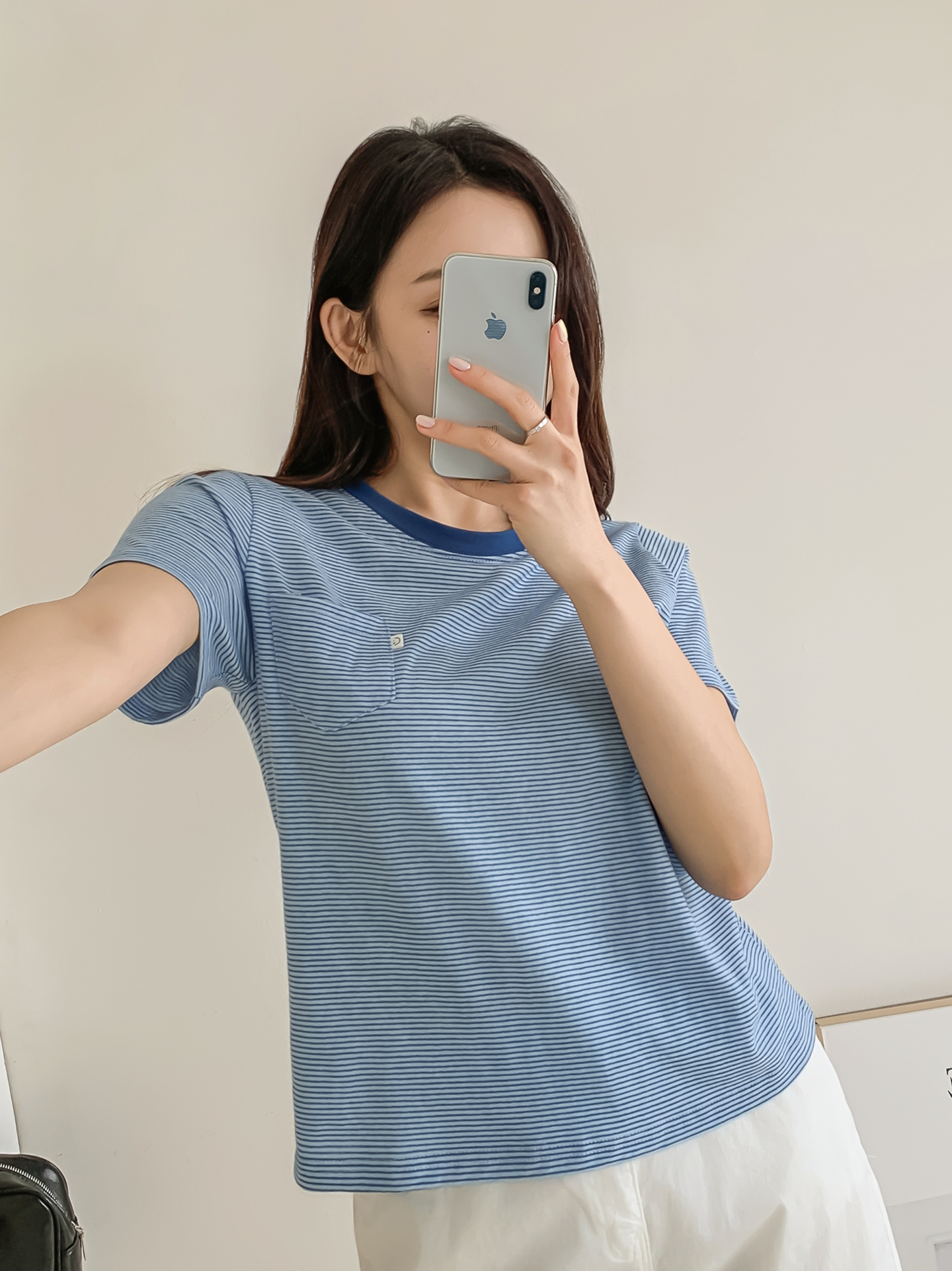 ラウンドネックスリム半袖ボーダーTシャツ | 詳細画像2