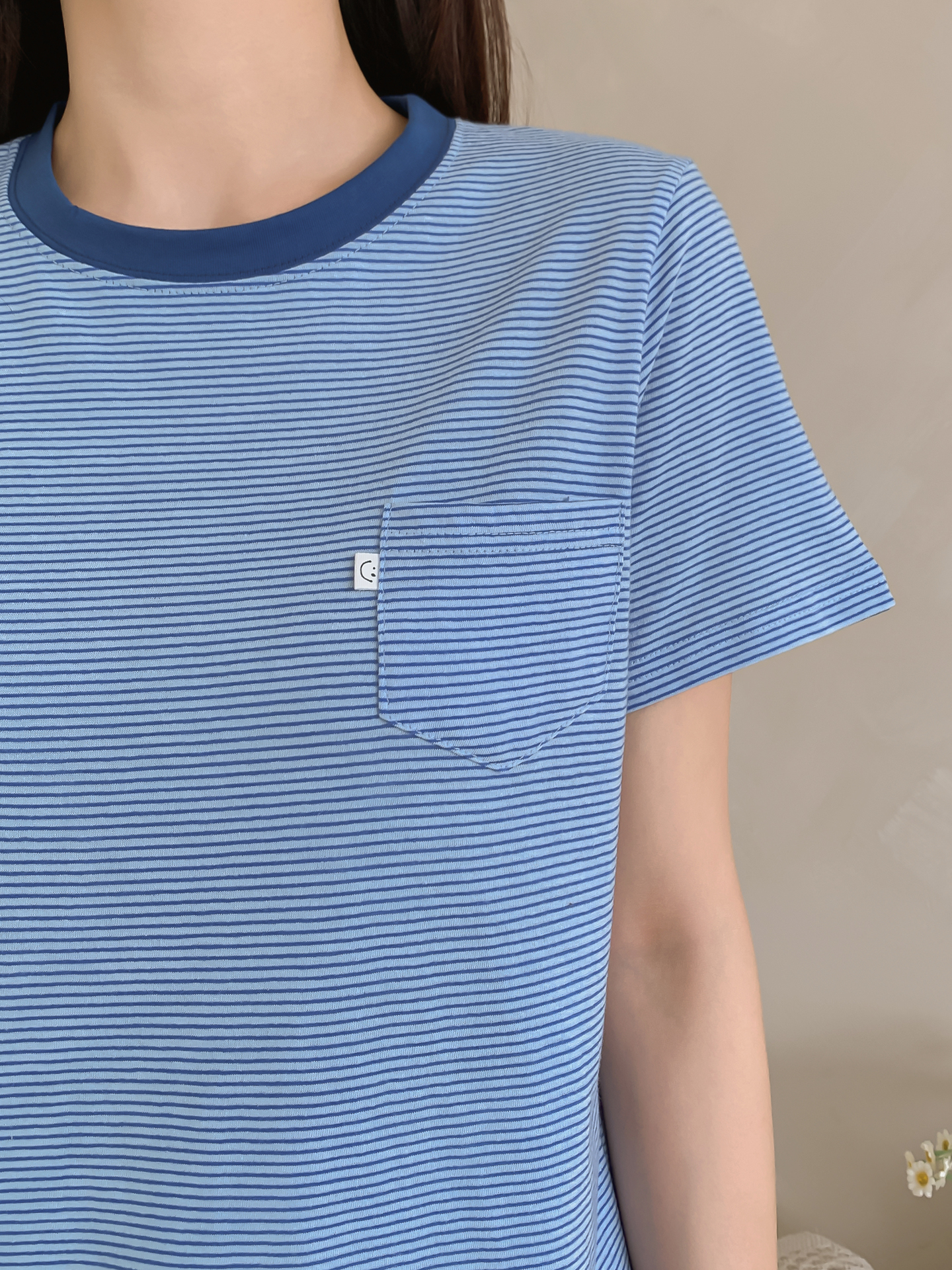 ラウンドネックスリム半袖ボーダーTシャツ | 詳細画像9