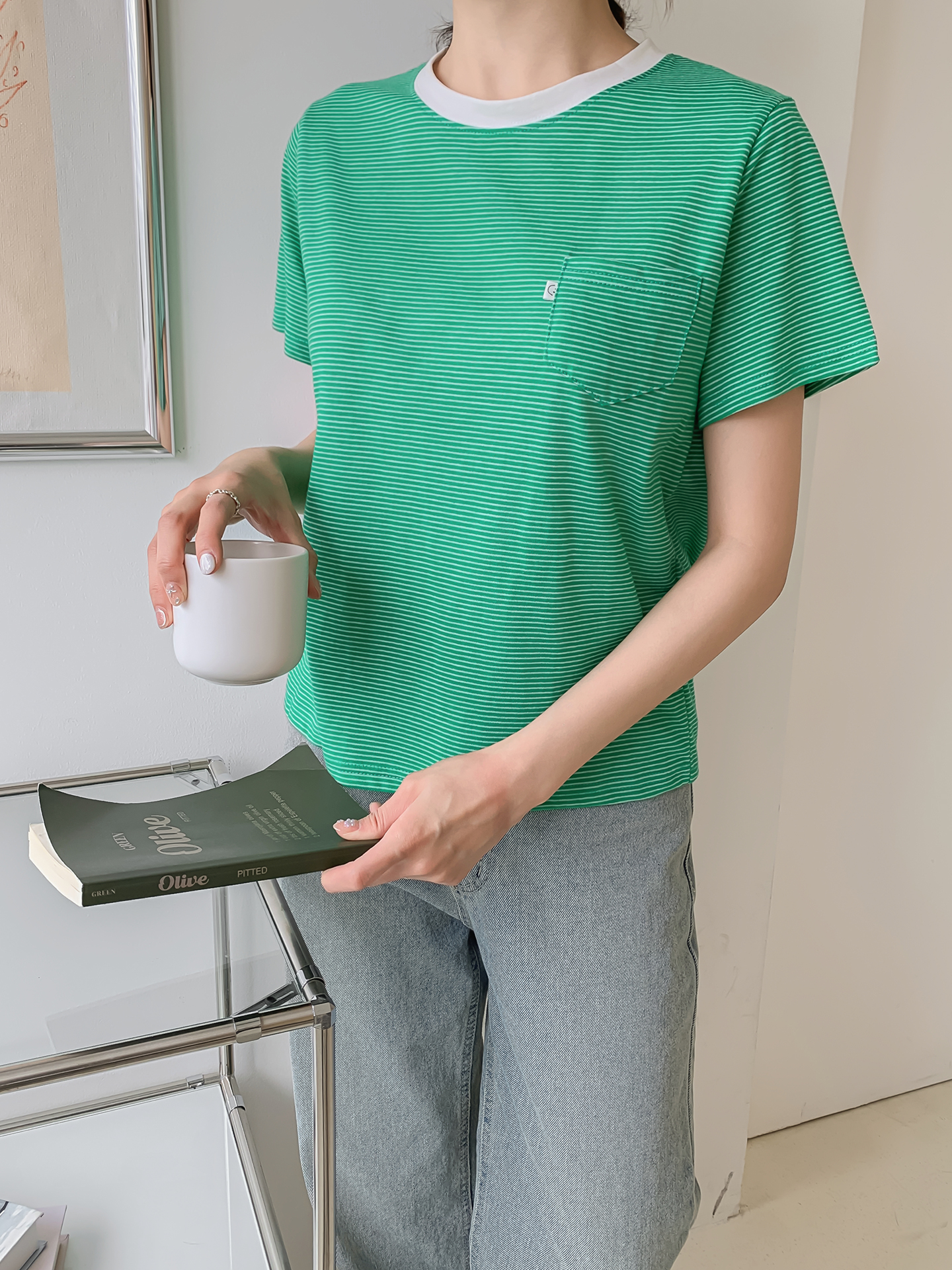 ラウンドネックスリム半袖ボーダーTシャツ | 詳細画像13
