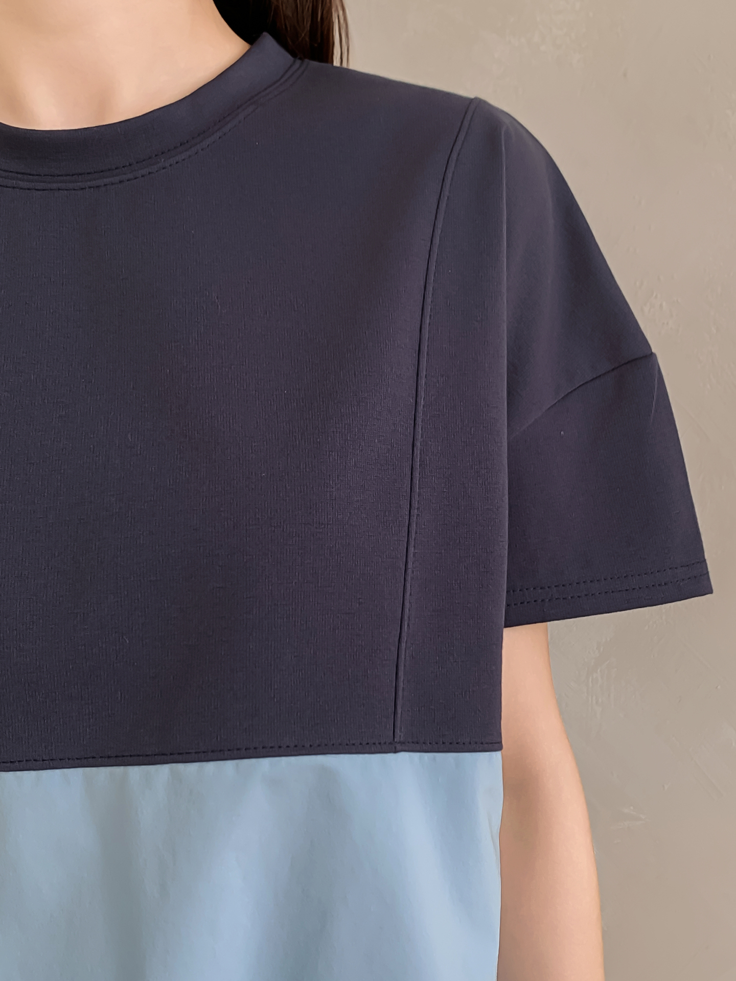 ラウンドネック半袖配色Tシャツ | 詳細画像5