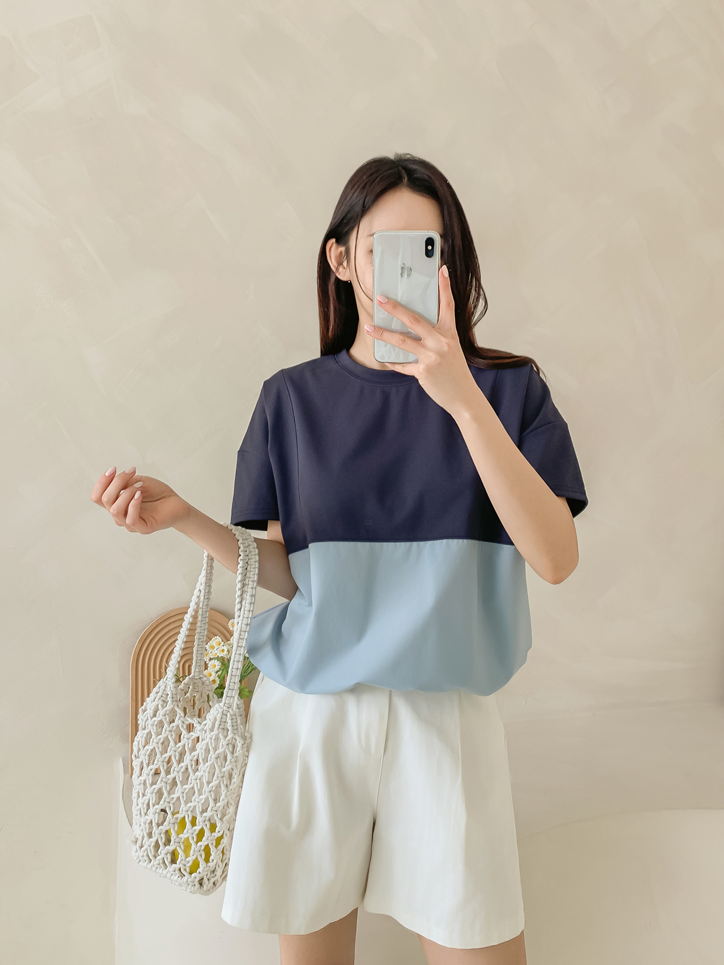 ラウンドネック半袖配色Tシャツ | 詳細画像10