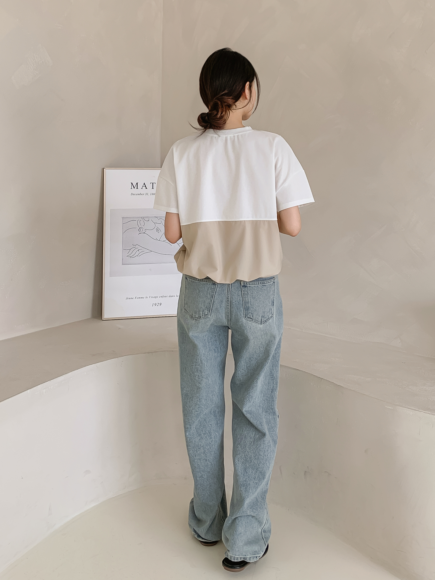 ラウンドネック半袖配色Tシャツ | 詳細画像12