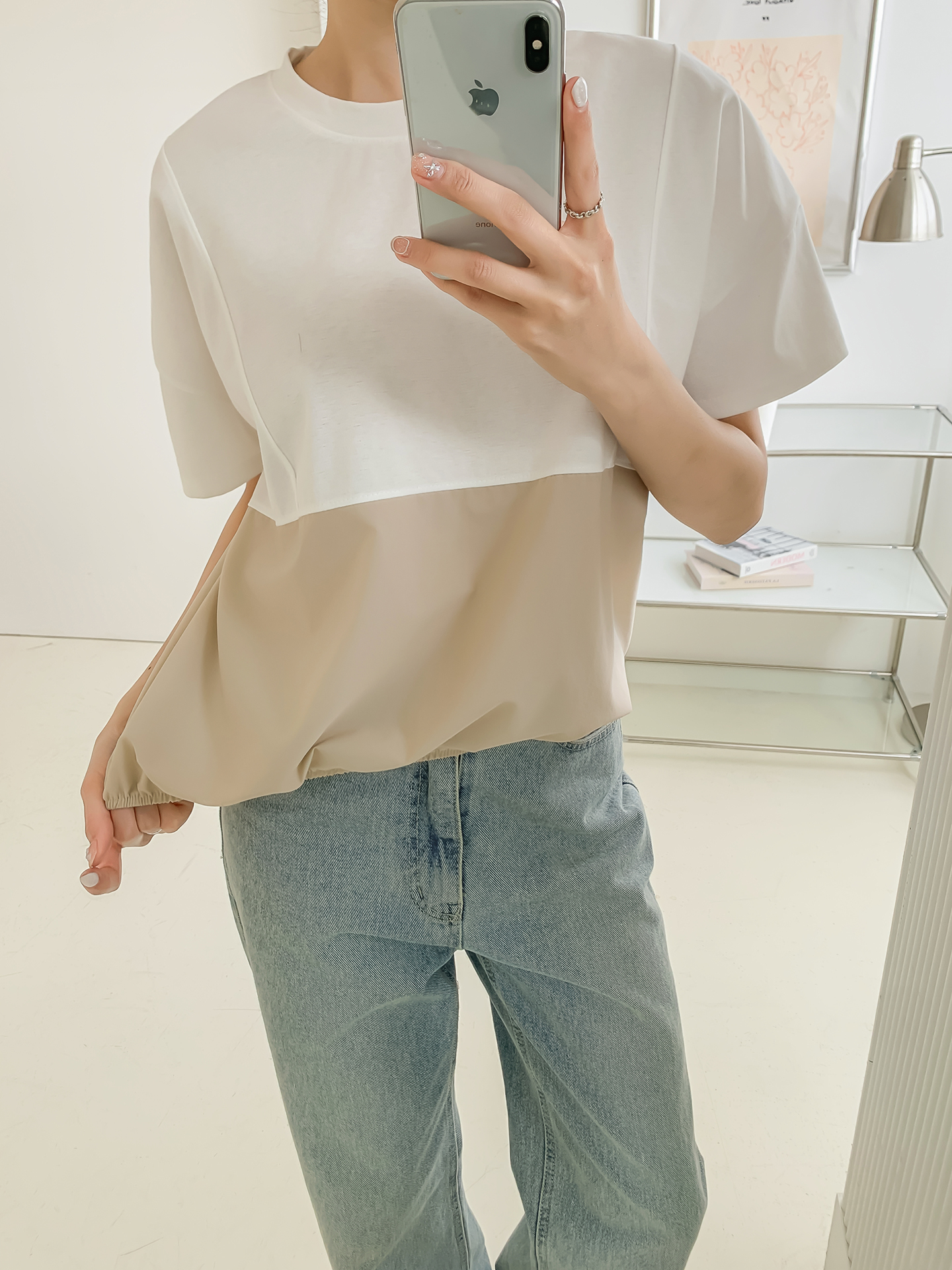 ラウンドネック半袖配色Tシャツ | 詳細画像19