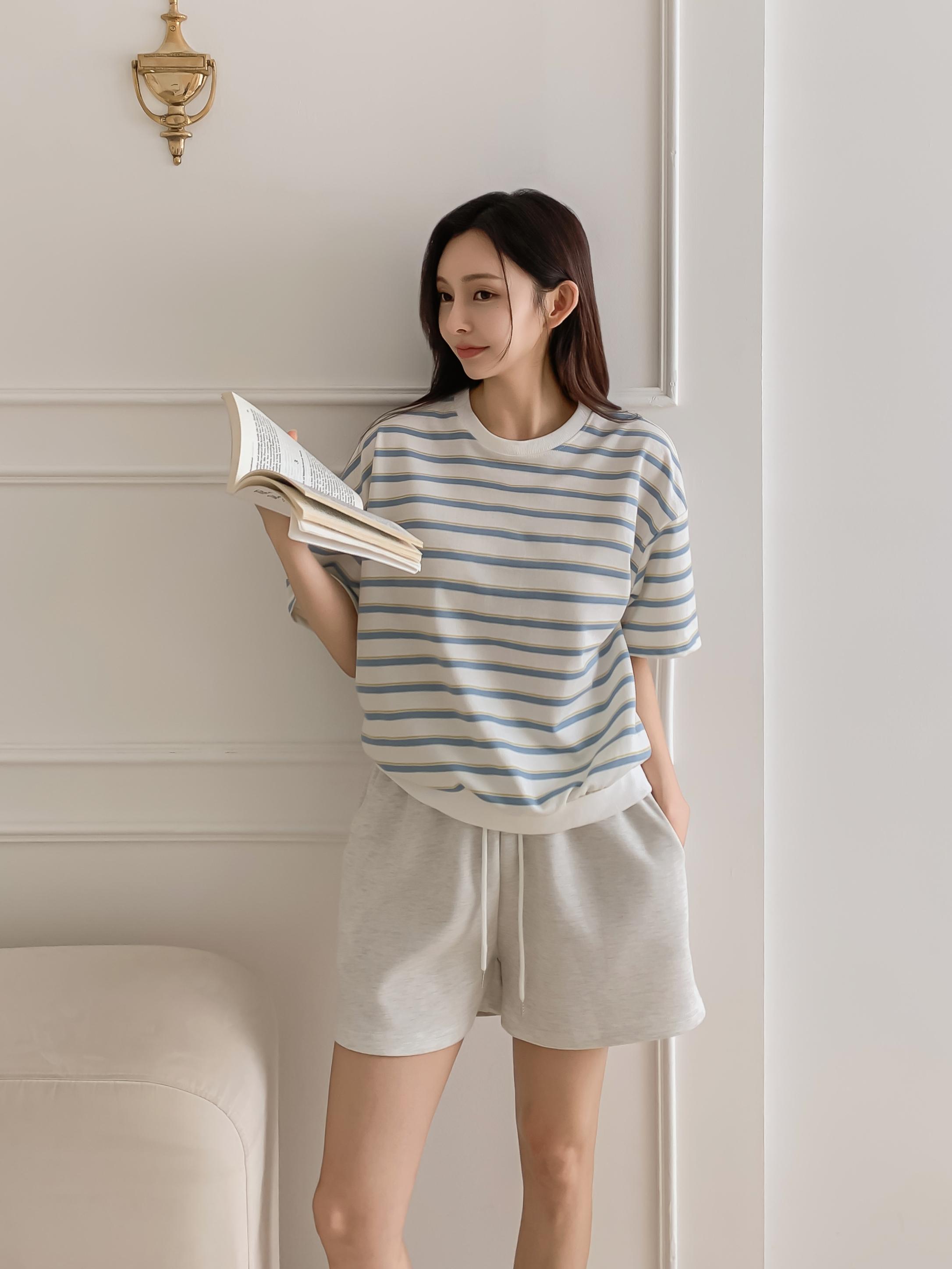 ラウンドネック半袖ボーダーTシャツ | 詳細画像11