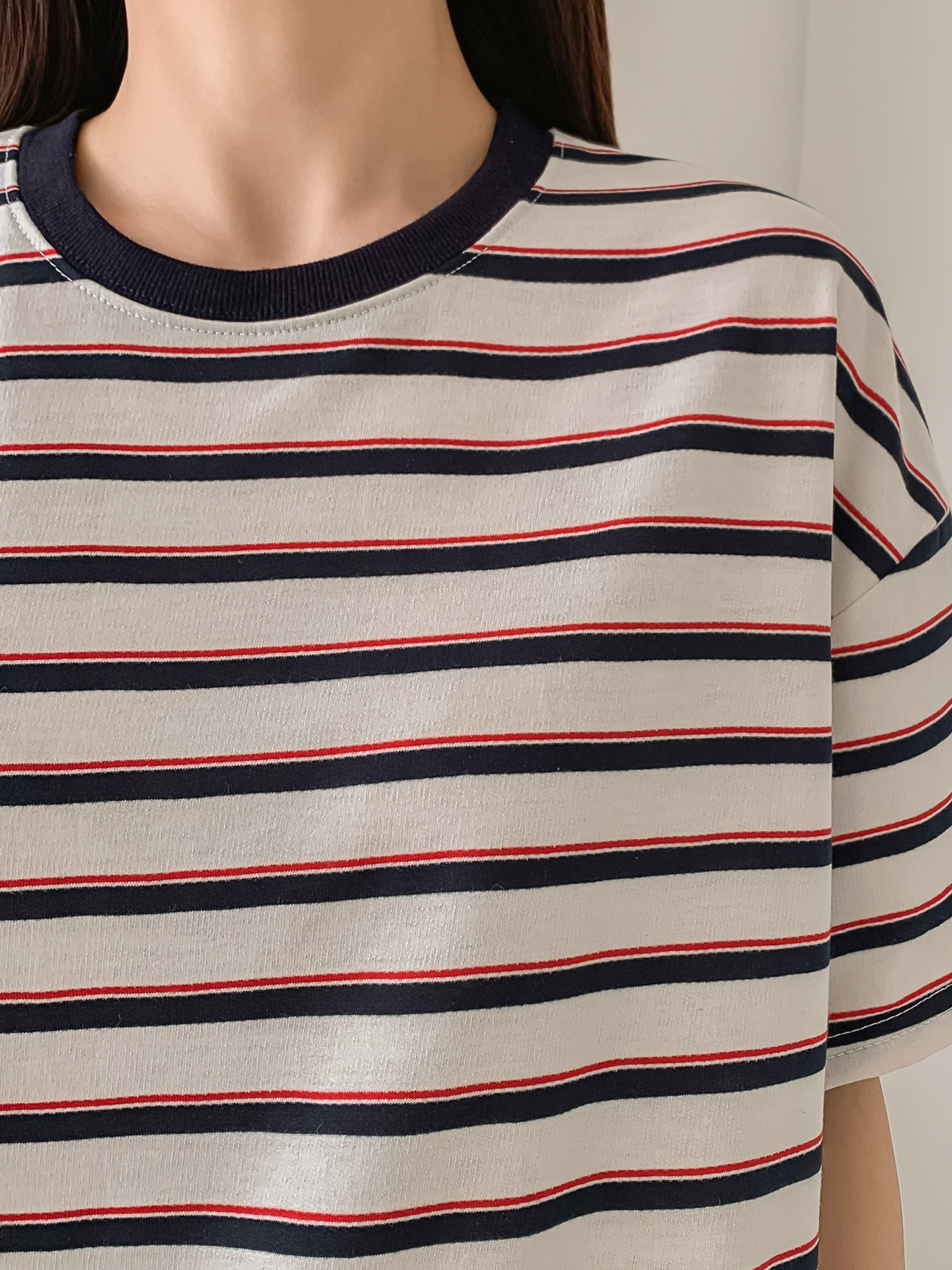 ラウンドネック半袖ボーダーTシャツ | 詳細画像8