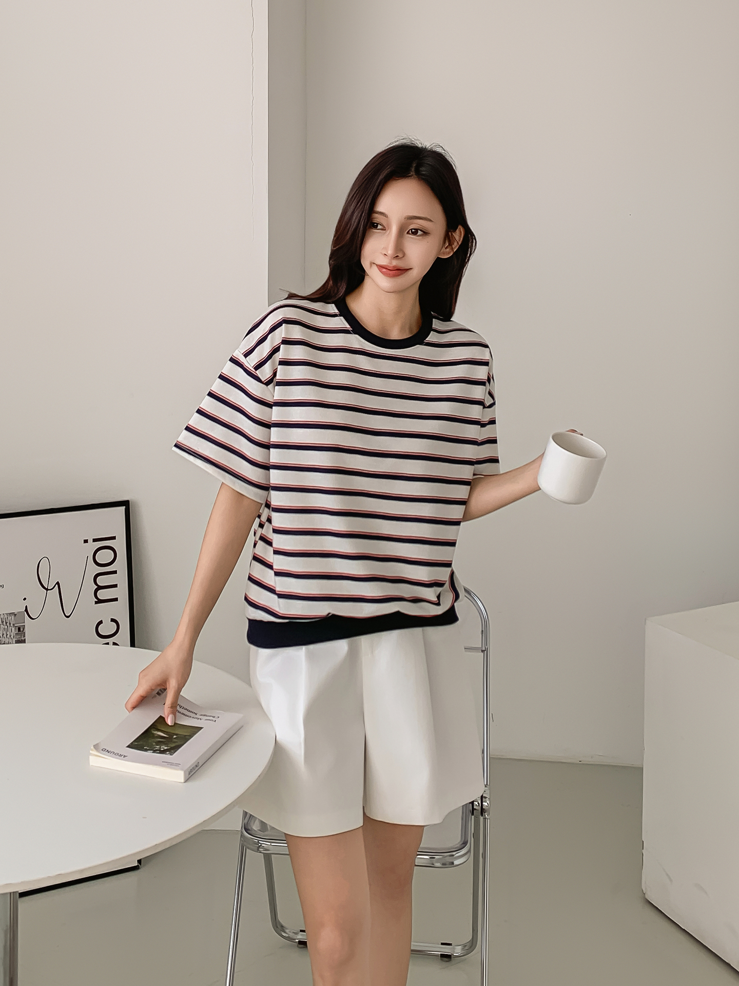 ラウンドネック半袖ボーダーTシャツ | 詳細画像7