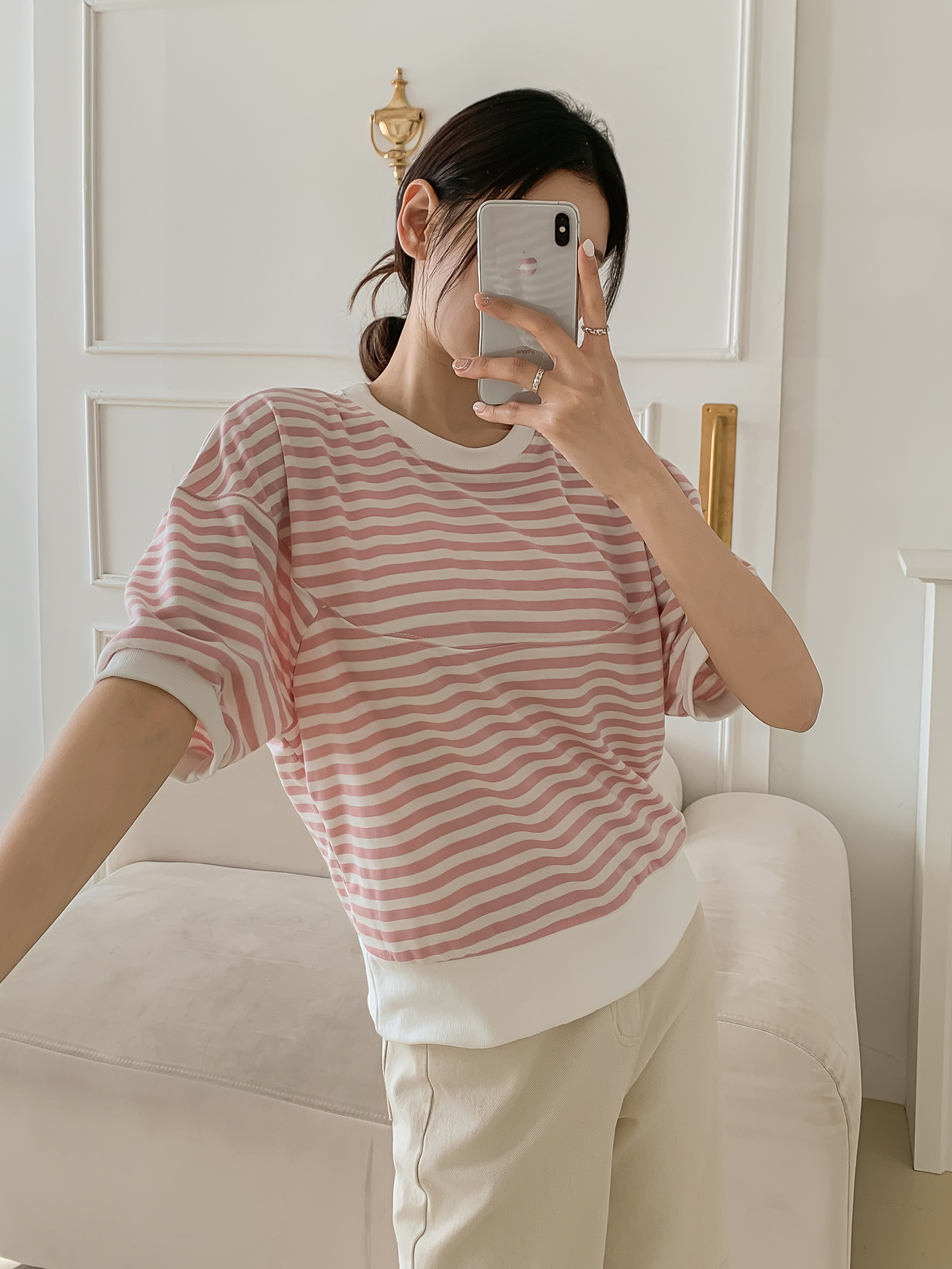ラウンドネック半袖ボーダーTシャツ | 詳細画像2
