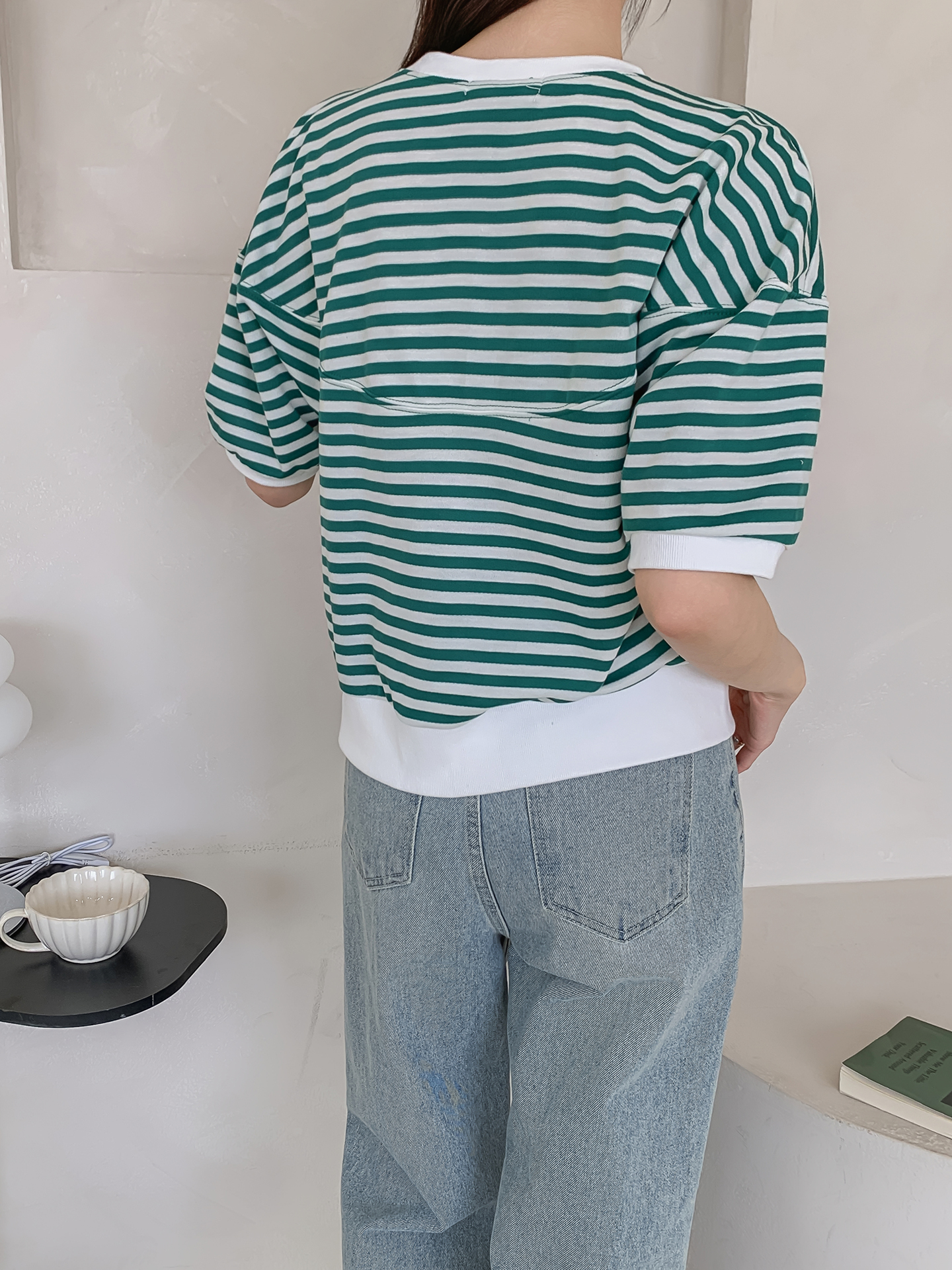 ラウンドネック半袖ボーダーTシャツ | 詳細画像12