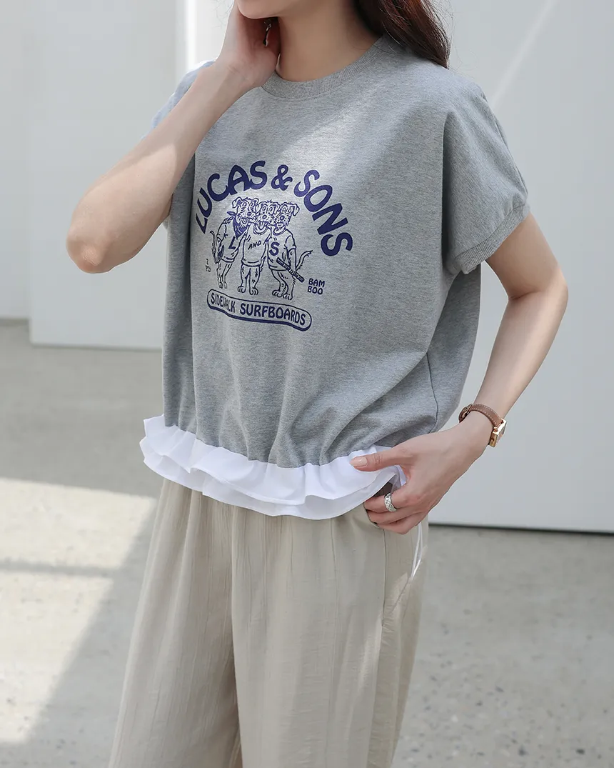 フリルドローストリング配色ロゴTシャツ | MONO AT.D | 詳細画像1