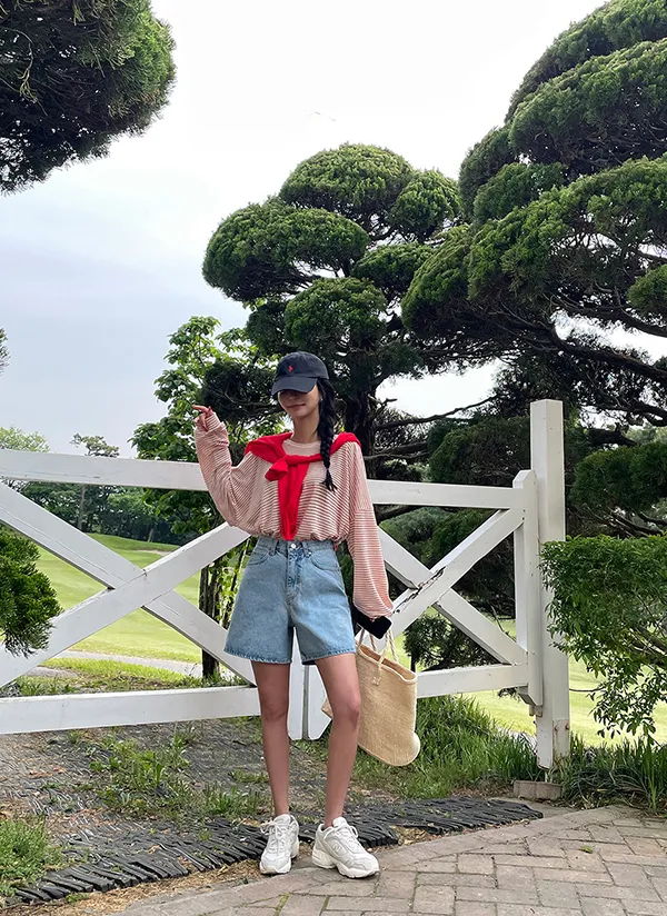 ショートワイドAラインデニムパンツ | crushj | 詳細画像1