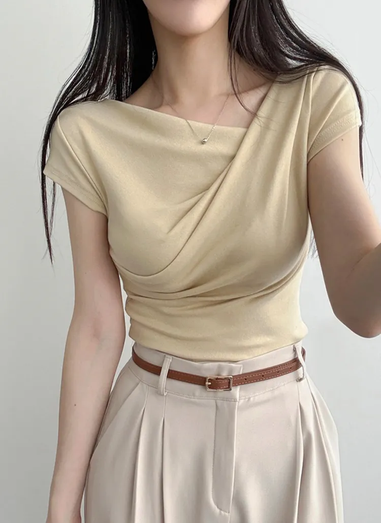 アンバランスネックカシュクールTシャツ | lilisense | 詳細画像1