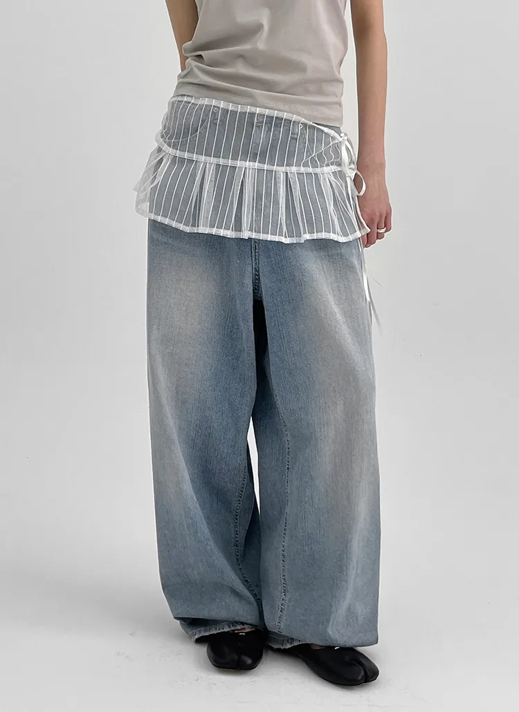 シースルーミニレイヤードドットレースストライプスカート | blackup | 詳細画像1