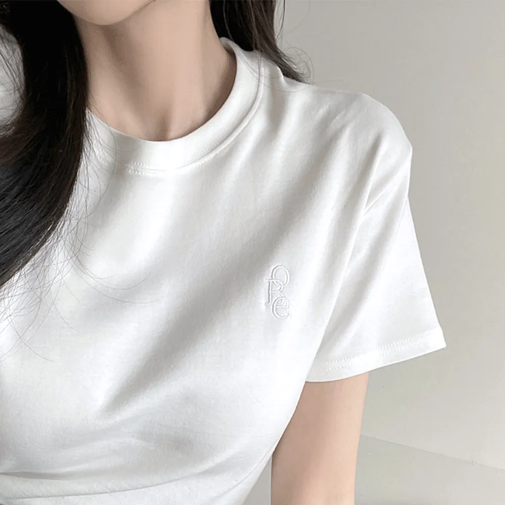 刺繍ラウンドネック半袖Tシャツ | ganadaran | 詳細画像1