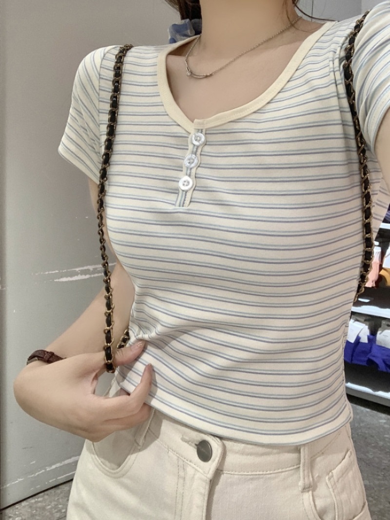 半袖ボタンボーダーTシャツ | 詳細画像4