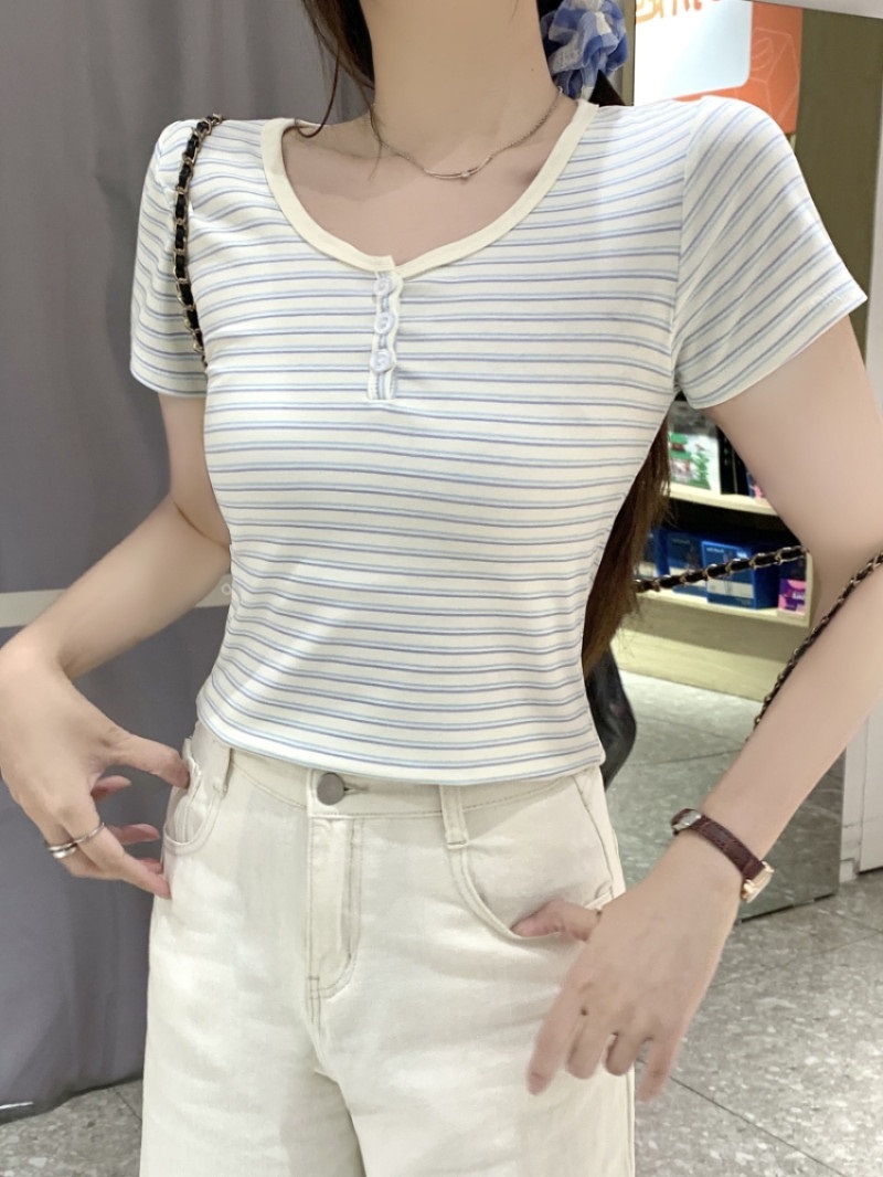 半袖ボタンボーダーTシャツ | 詳細画像6