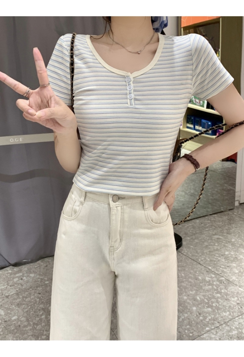 半袖ボタンボーダーTシャツ | 詳細画像7