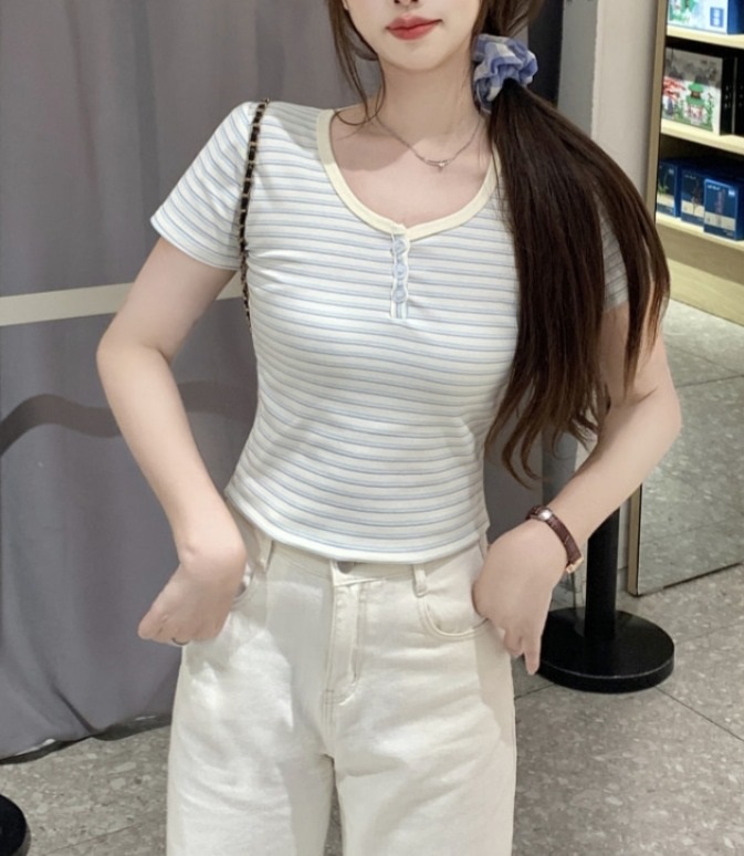半袖ボタンボーダーTシャツ | 詳細画像10
