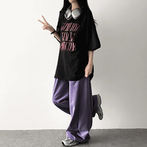 オーバーサイズ半袖ラウンドネックプリントTシャツ | hijjoo | 詳細画像1