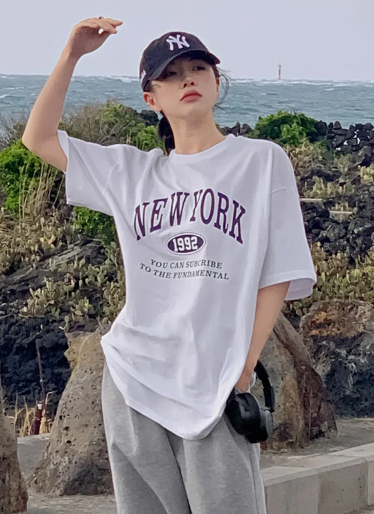 ラウンドネックオーバーサイズプリントTシャツ | hotping | 詳細画像1