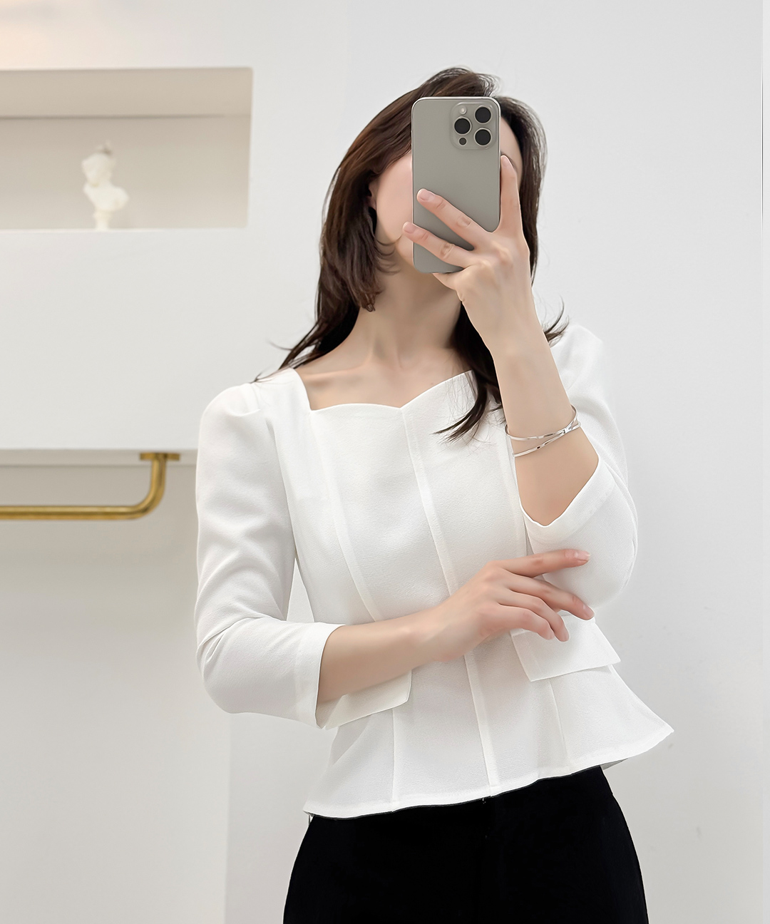 特別価格！Heve ハートネットペプラムブラウス ハートネックペプラム7分袖ブラウス | レディースファッション通販