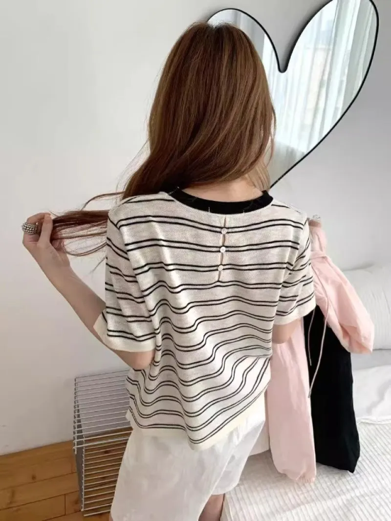 ボタン半袖ボーダーTシャツ | 詳細画像1