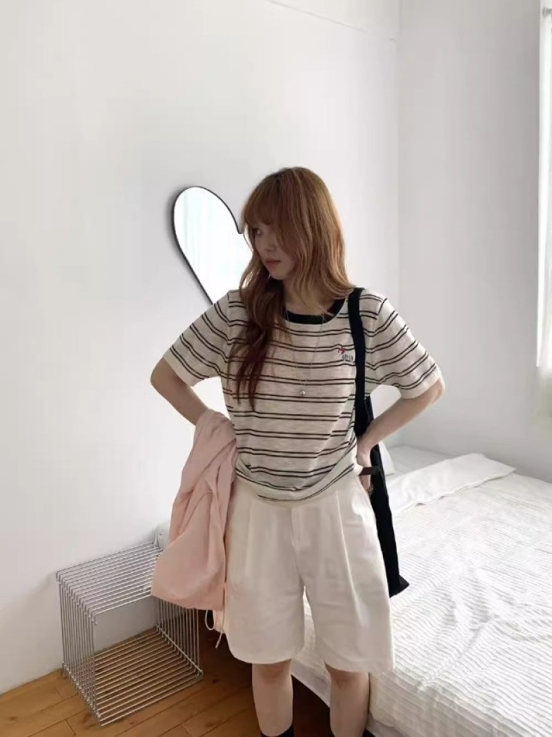 ボタン半袖ボーダーTシャツ | 詳細画像4