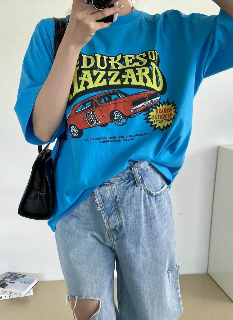 ラウンドネックルーズプリントTシャツ | 詳細画像1
