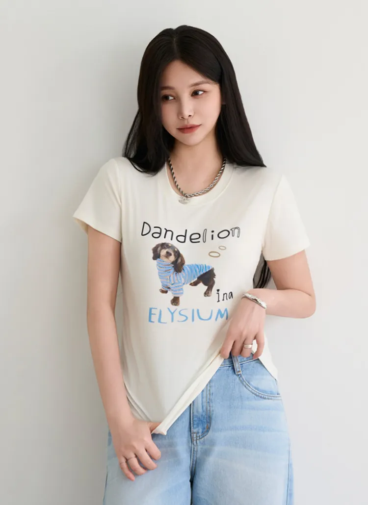 ストレッチプリント刺繍Tシャツ | pippin | 詳細画像1