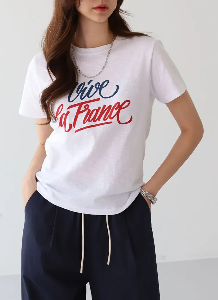 コットンラウンドネックレタリングTシャツ | pippin | 詳細画像1