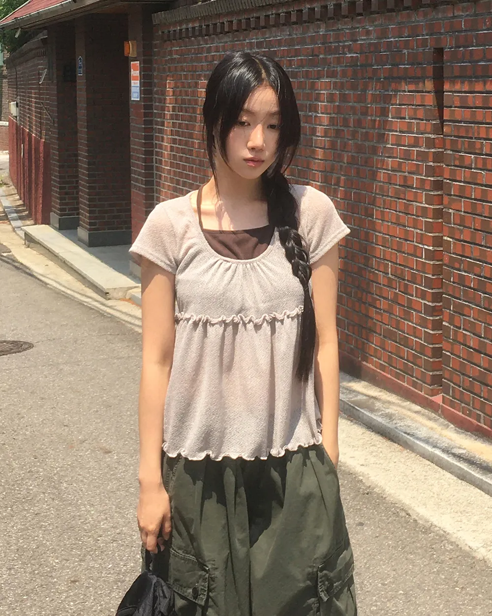 半袖レイヤード風ホルターネックTシャツ | WONDERWONDER | 詳細画像1