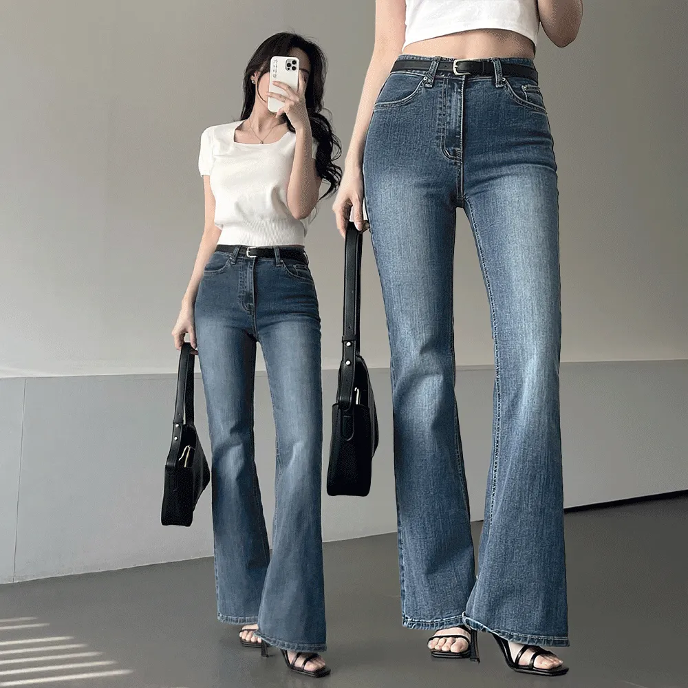 ストレッチハイウエストフレアウォッシングデニムパンツ | ganadaran | 詳細画像1