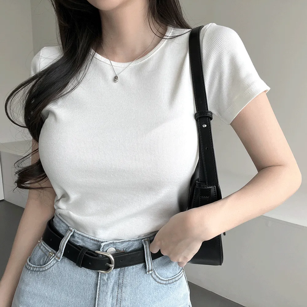 リブストレッチラウンドネックTシャツ | ganadaran | 詳細画像1