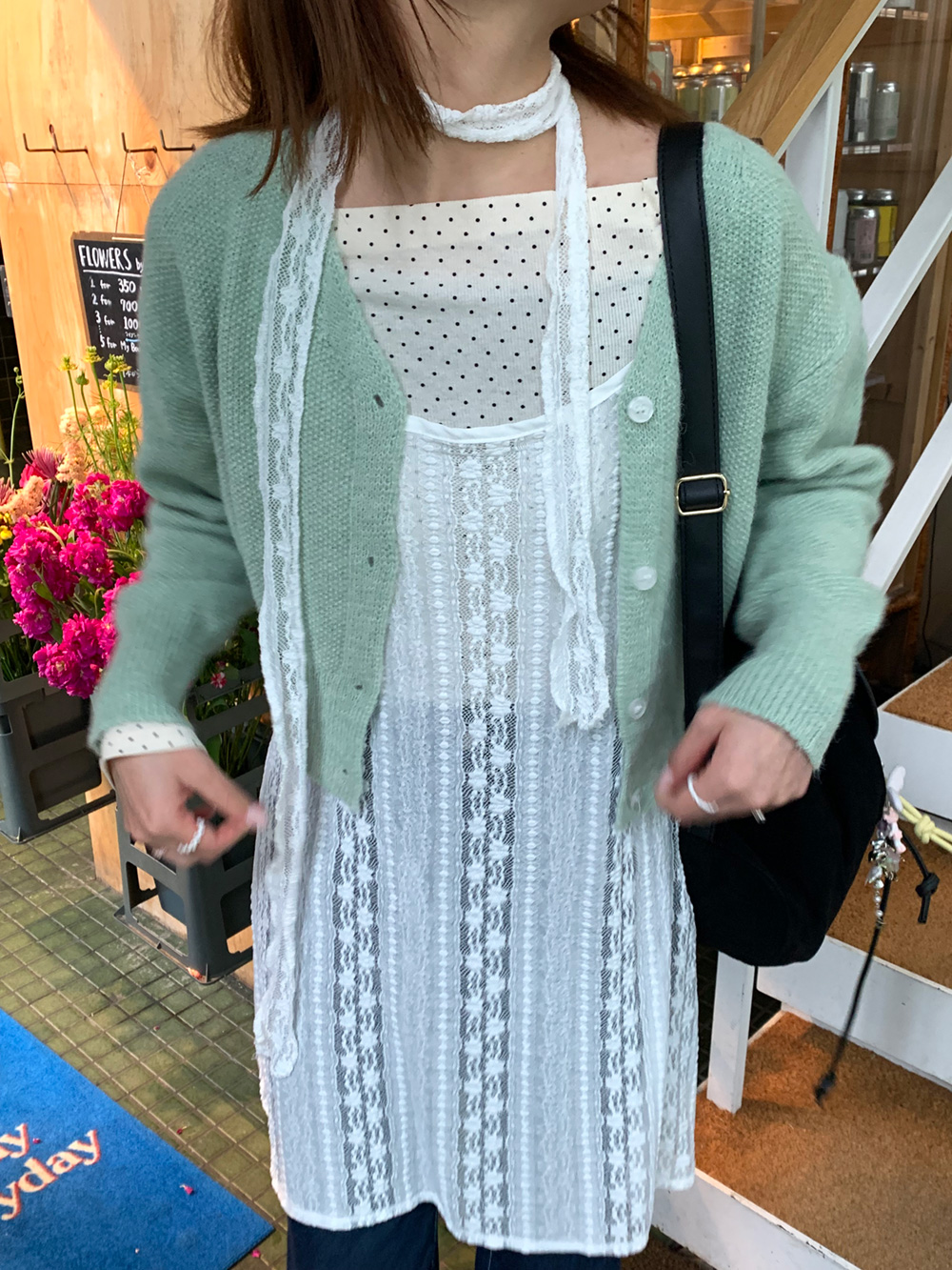 タイ付きシアーレースワンピース | 詳細画像7