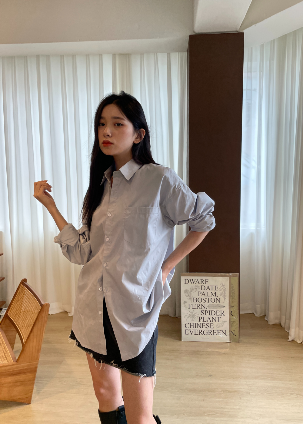 コットンオーバーサイズ長袖シャツ | 詳細画像5