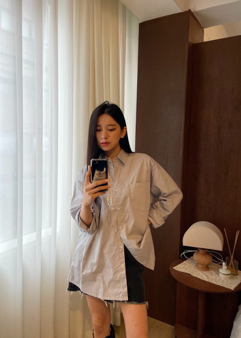 コットンオーバーサイズ長袖シャツ | 詳細画像6