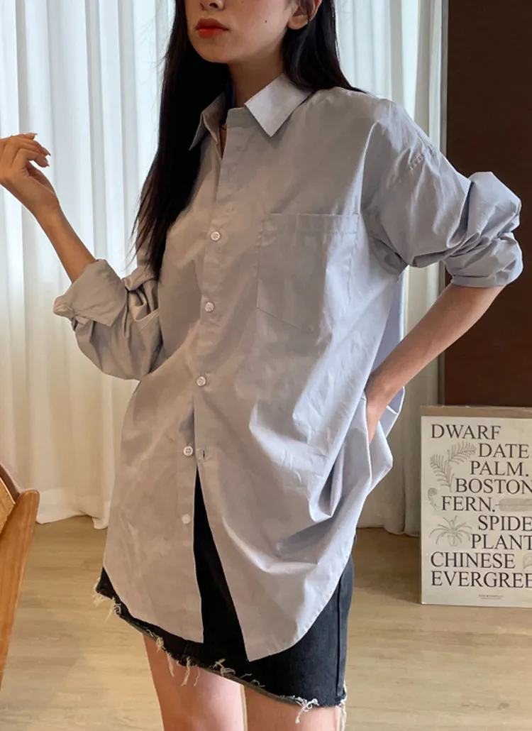 コットンオーバーサイズ長袖シャツ | 詳細画像1