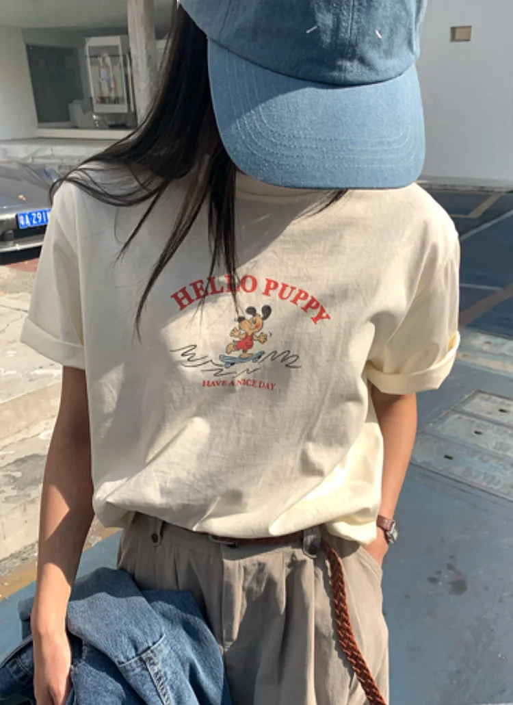 ラウンドネック半袖プリントTシャツ | 詳細画像1