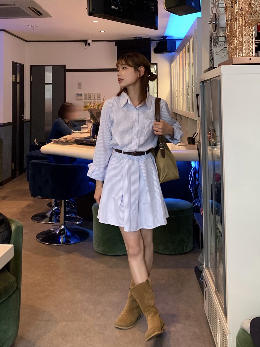 ベルト付きストライプシャツワンピース | 詳細画像3