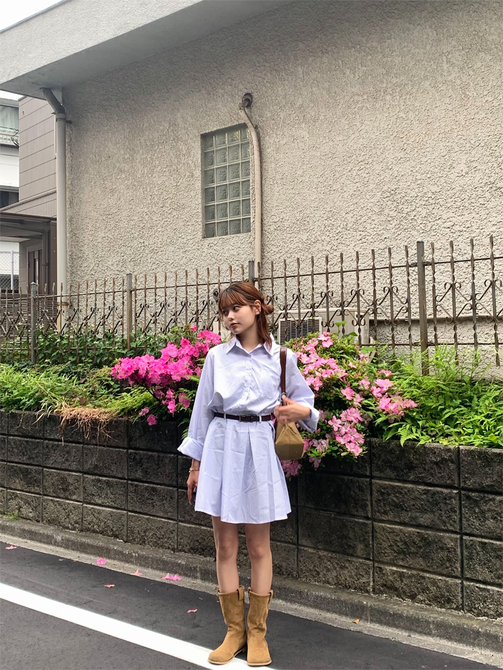 ★Hobbs London★ TYRA ベルト付き シャツ ワンピース ベルト付きストライプシャツワンピース | レディース