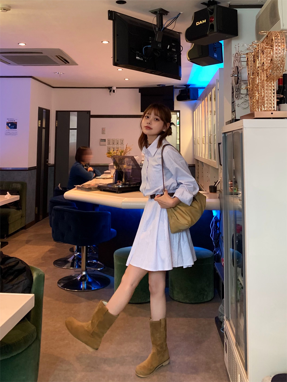 ★Hobbs London★ TYRA ベルト付き シャツ ワンピース ベルト付きストライプシャツワンピース | レディース
