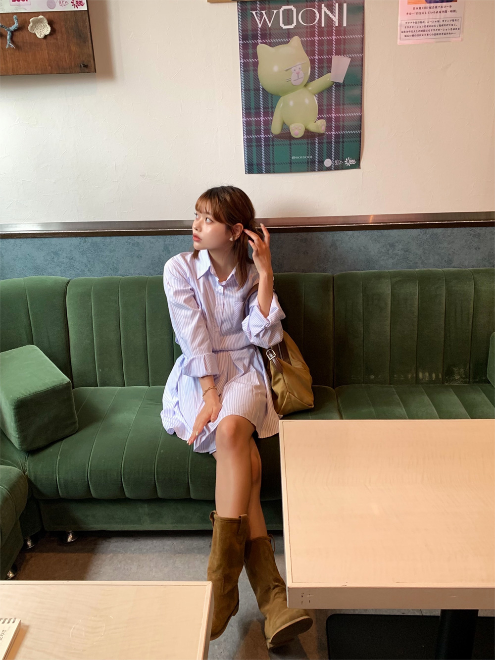 ★Hobbs London★ TYRA ベルト付き シャツ ワンピース ベルト付きストライプシャツワンピース | レディース
