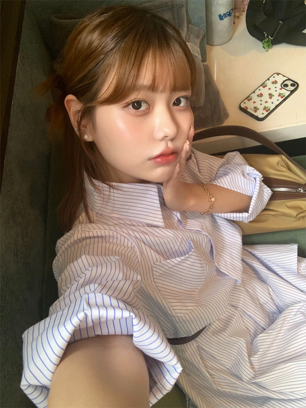 ベルト付きストライプシャツワンピース | 詳細画像11