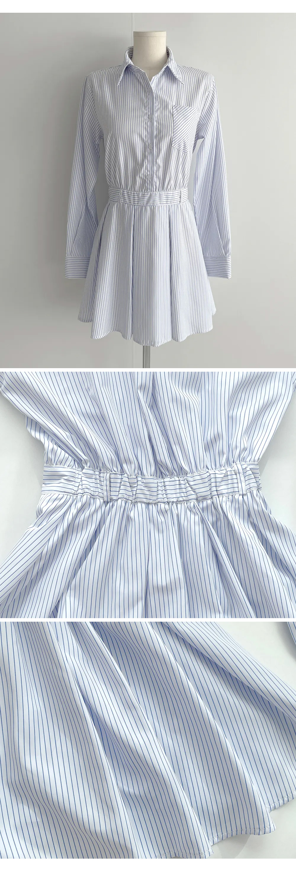 ベルト付きストライプシャツワンピース | 詳細画像19