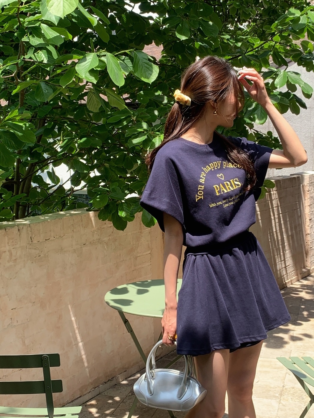 ウエストゴムドルマン半袖レタリングセットアップTシャツショートパンツ | 詳細画像7