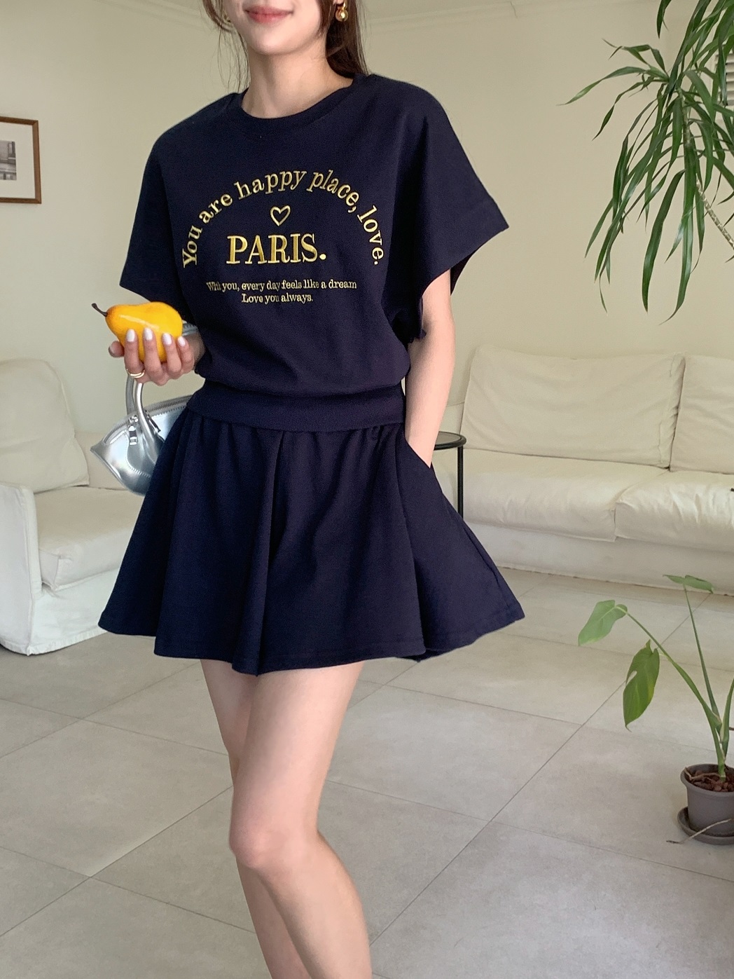 ウエストゴムドルマン半袖レタリングセットアップTシャツショートパンツ | 詳細画像10