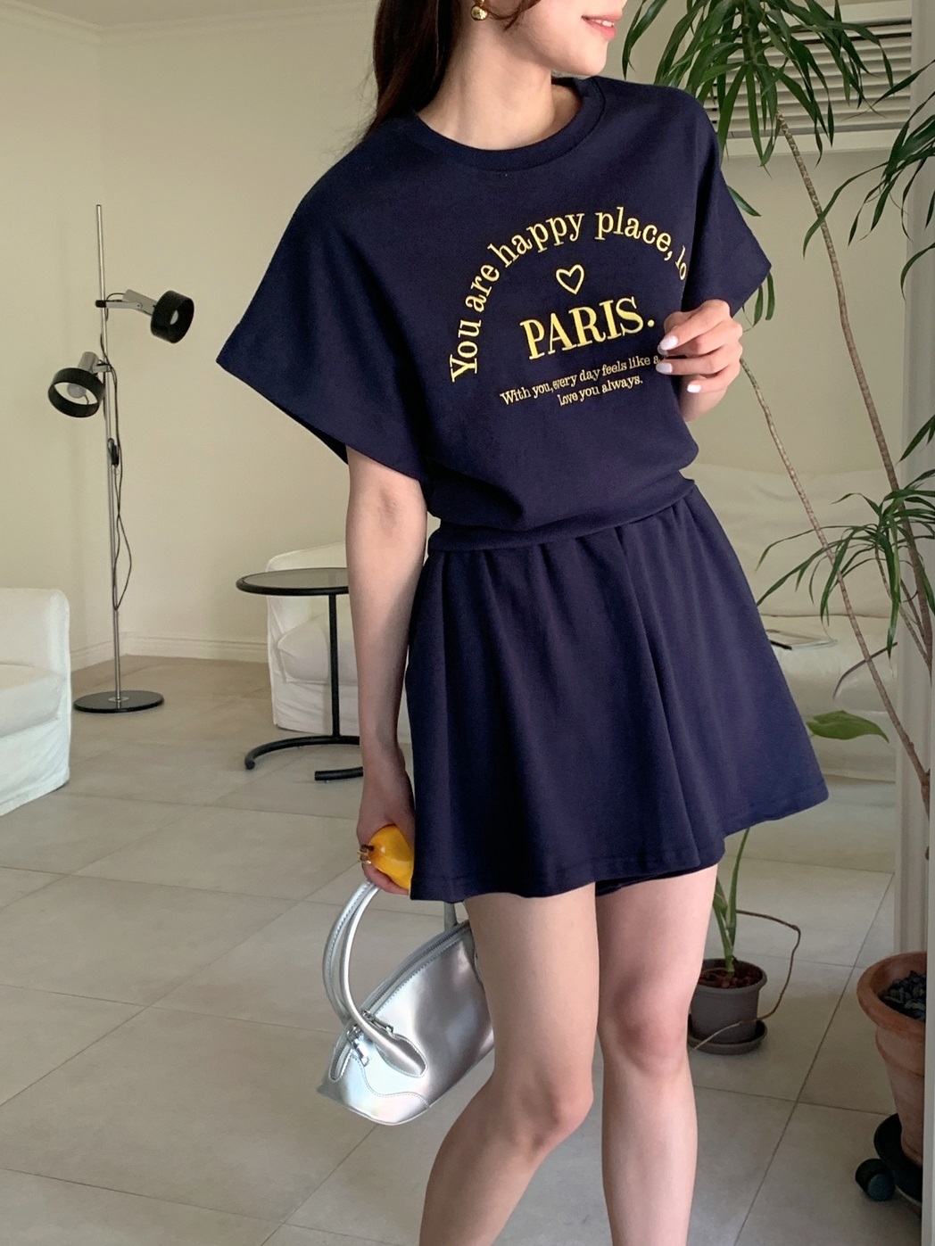 ウエストゴムドルマン半袖レタリングセットアップTシャツショートパンツ | 詳細画像16