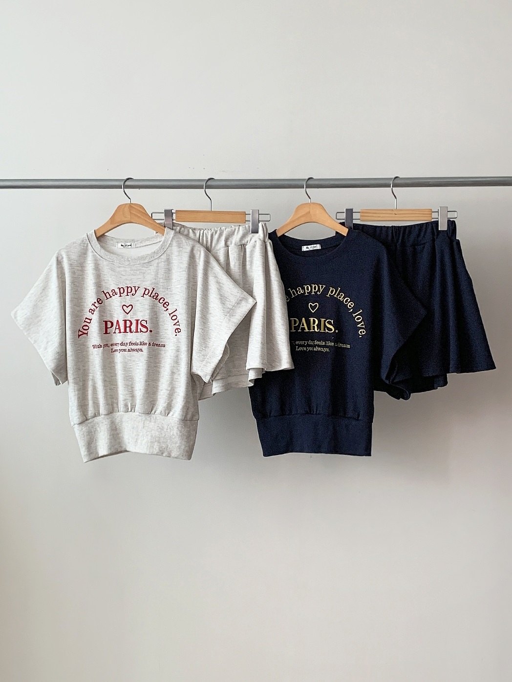 ウエストゴムドルマン半袖レタリングセットアップTシャツショートパンツ | 詳細画像17